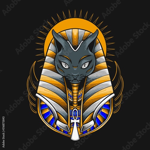 black cat anubis vector illustration