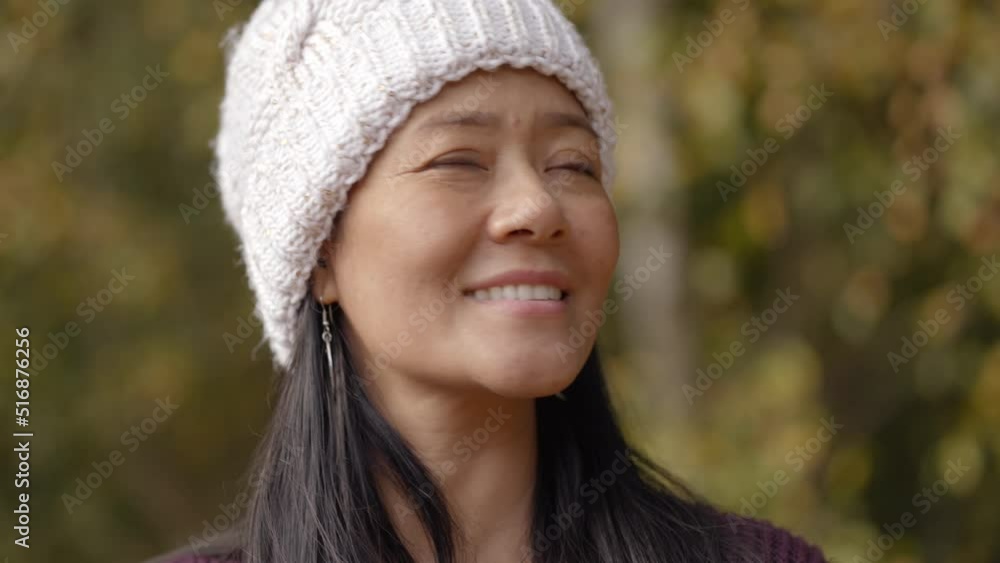 Close Shot of Happy Woman Looking around in England Forest during Golden Hour | Slow Motion | Shallow Depth of Field Close Shot of Happy Woman Looking around in England Forest during Golden Hour | Slow Motion | Shallow Depth of Field