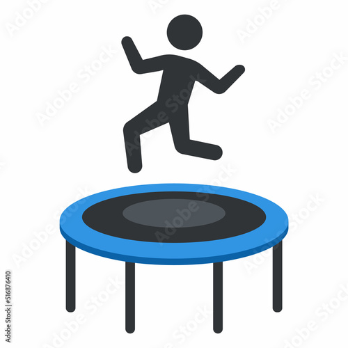 trampoline icon with jumping person. flat vector illustration.