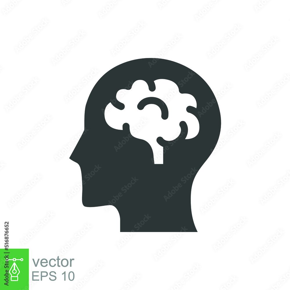 Human brain icon. Simple solid style. Think, mind, head, idea, creative concept. Vector glyph illustration design isolated. EPS 10. Human brain icon. Simple solid style. Think, mind, head, idea, creative concept. Vector glyph illustration design isolated. EPS 10.