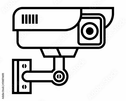 linear icon of a video surveillance camera for the protection of the territory. flat vector illustration.