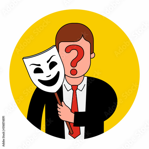 hide your face behind a mask. hide your identity. complete anonymity. flat vector illustration.