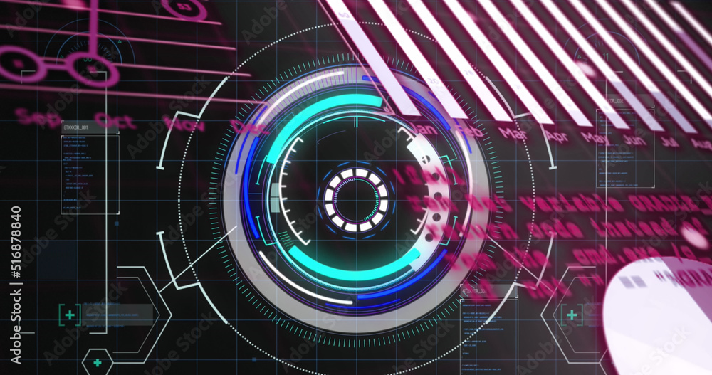 Obraz premium Image of digital interface with scan scoping over black background