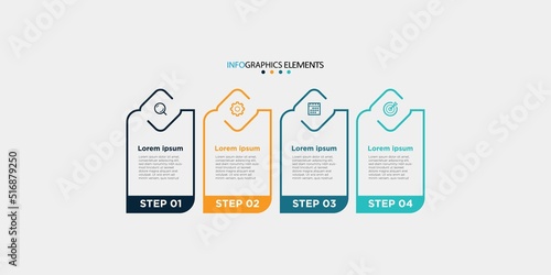 Modern business Infographic design template Vector with icons and 4 options or steps. Can be used for process diagram, presentations, workflow layout, banner, flow chart, info graph. Eps10