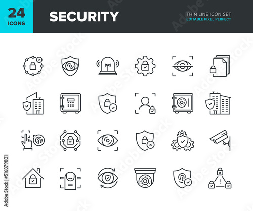 Security vector line icon set. Privacy and home protection icon collection. Private property security symbols. Editable pixel perfect