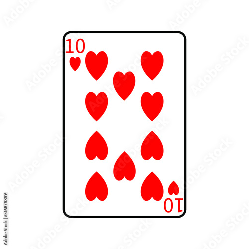 Vector illustration poker card symbols. Card Hearts. Isolated on a blank, editable and changeable background.