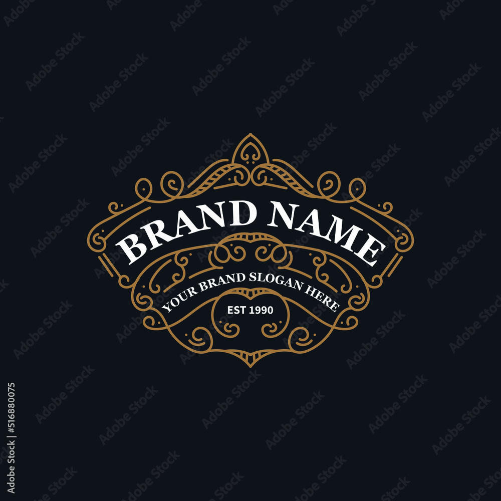 Fototapeta premium Flourish frame for label design, logo design, product quality design, brand logo design