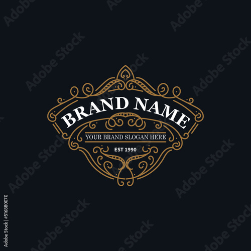 Flourish frame for label design, logo design, product quality design, brand logo design
