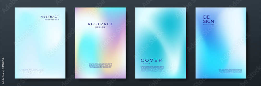 Blurred blue backgrounds set with abstract gradient texture background with dynamic blurred effect. Templates for brochures, posters, banners, flyers and cards. Vector illustration. - obrazy, fototapety, plakaty 