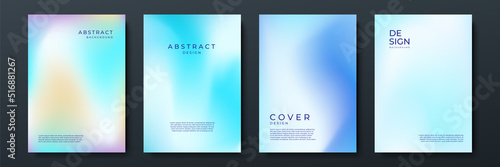 Blurred blue backgrounds set with abstract gradient texture background with dynamic blurred effect. Templates for brochures, posters, banners, flyers and cards. Vector illustration. © SyahCreation