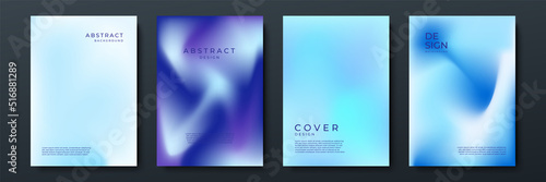 Blurred blue backgrounds set with abstract gradient texture background with dynamic blurred effect. Templates for brochures, posters, banners, flyers and cards. Vector illustration.