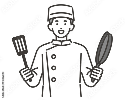 料理人（コック）の男性のベクターイラスト素材／個人事業主／職業