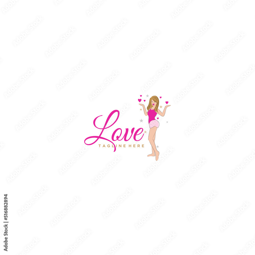 Love Girl Beauty Logo Sign Design Love Girl Beauty Logo Sign Design
