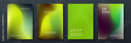 Blurred green backgrounds set with abstract gradient texture background with dynamic blurred effect. Templates for brochures, posters, banners, flyers and cards. Vector illustration. © SyahCreation