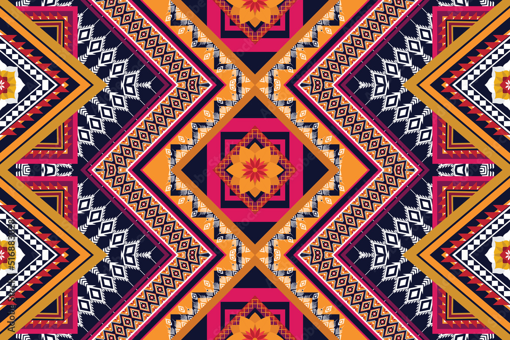 Geometric ethnic flower pattern for background,fabric,wrapping,clothing,wallpaper,Batik,carpet,embroidery style.