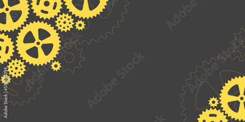 Abstract techno background with gear wheels. Vector illustration of gear mechanism.