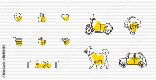 アイコンとイラストのデザインセット。