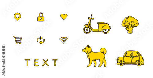 アイコンとイラストのデザインセット。