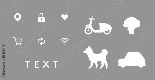 アイコンとイラストのデザインセット。シルエット。