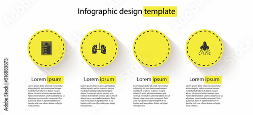 Set Clinical record, Lungs, Crab and Runny nose. Business infographic template. Vector