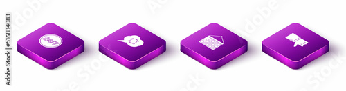 Set Isometric Clock 24 hours, Speech bubble chat notification, Calendar and Dislike icon. Vector
