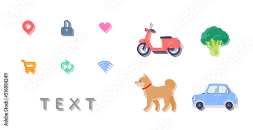 アイコンとイラストのデザインセット。