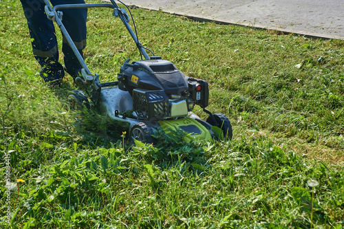 lawn mowing with a lawn mower