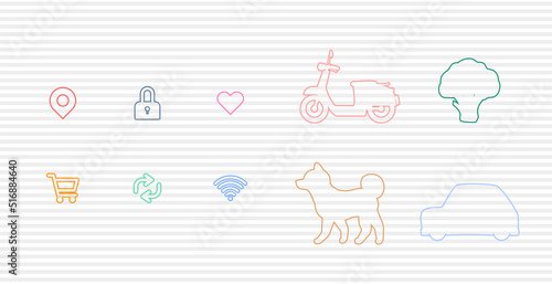 アイコンとイラストのデザインセット。