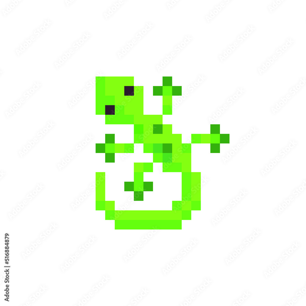 Gecko, lizard pixel art style icon. 8-bit sprite. Reptile animal isolated vector illustration. Design for stickers, logo, embroidery, mobile app. Gecko, lizard pixel art style icon. 8-bit sprite. Reptile animal isolated vector illustration. Design for stickers, logo, embroidery, mobile app.