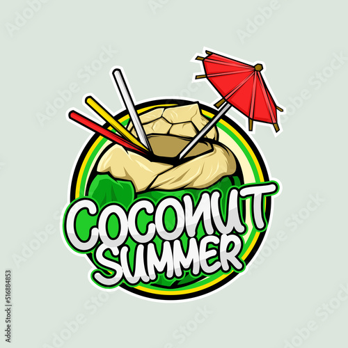 Vector graphic illustration of coconut fruit in summer, Very good to apply in logo