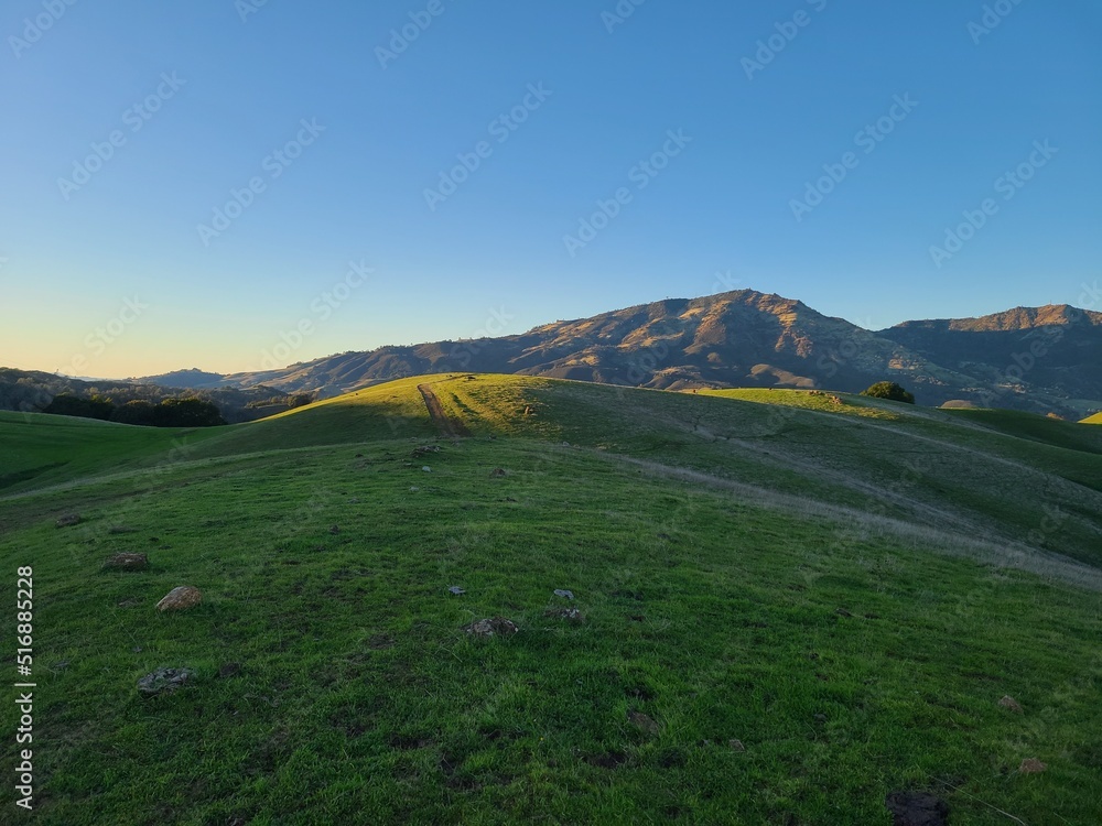 Sunset on the Finley Road trail to Mt Diablo, California