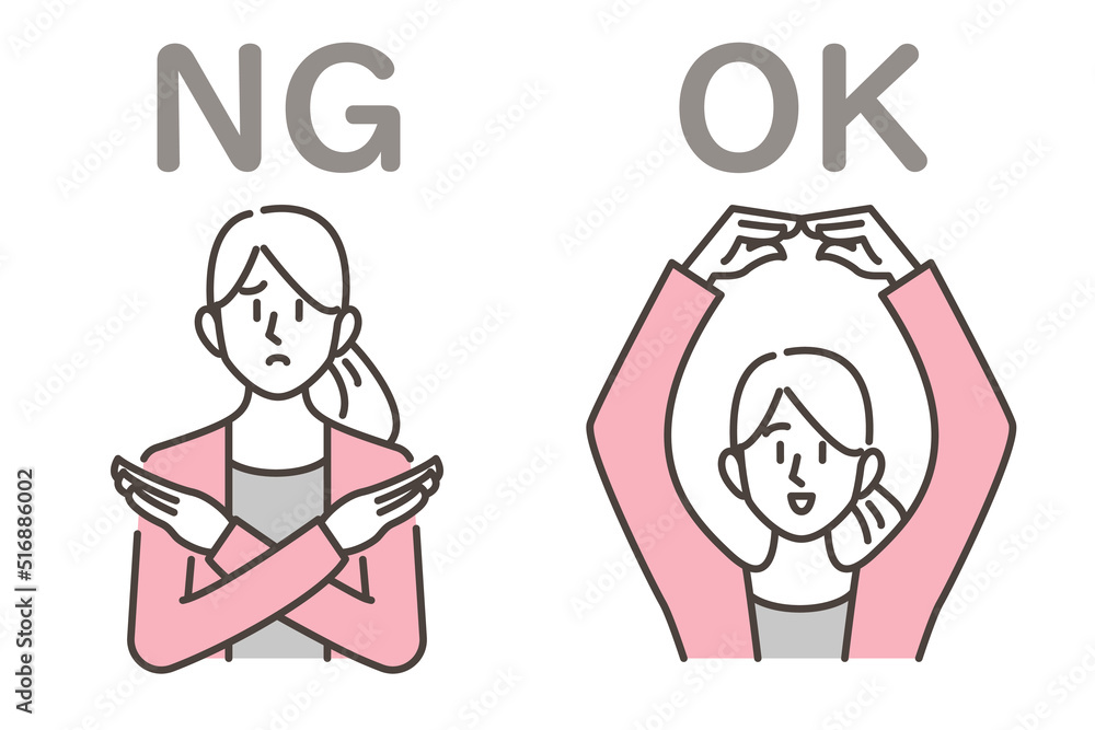 Vector illustration set of a woman gesturing for good or bad Vector illustration set of a woman gesturing for good or bad