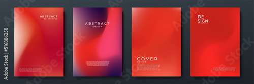 Blurred red backgrounds set with abstract gradient texture background with dynamic blurred effect. Templates for brochures, posters, banners, flyers and cards. Vector illustration.