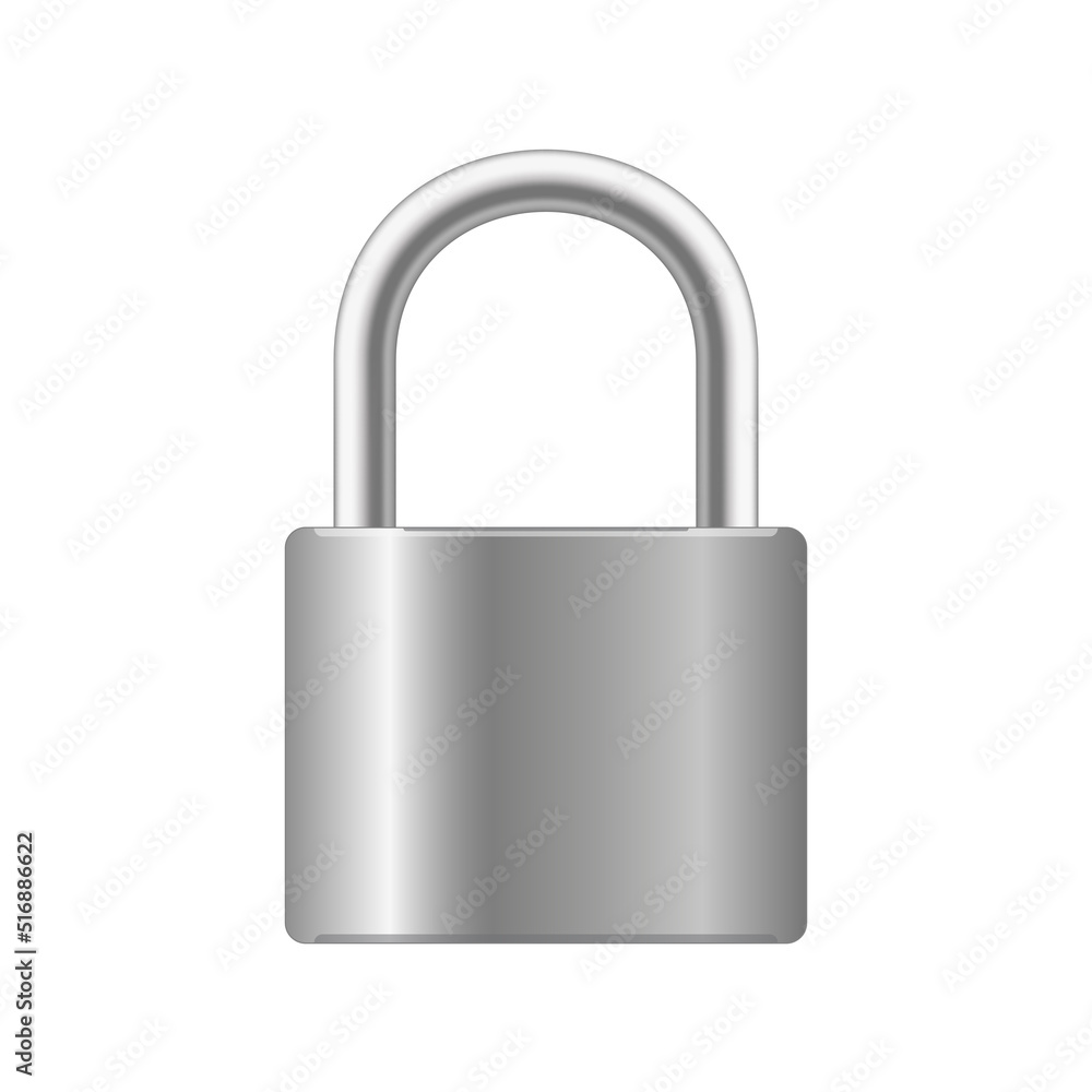 Metallic closed padlock isolated on white background. Vector illustration.. Metallic closed padlock isolated on white background. Vector illustration..