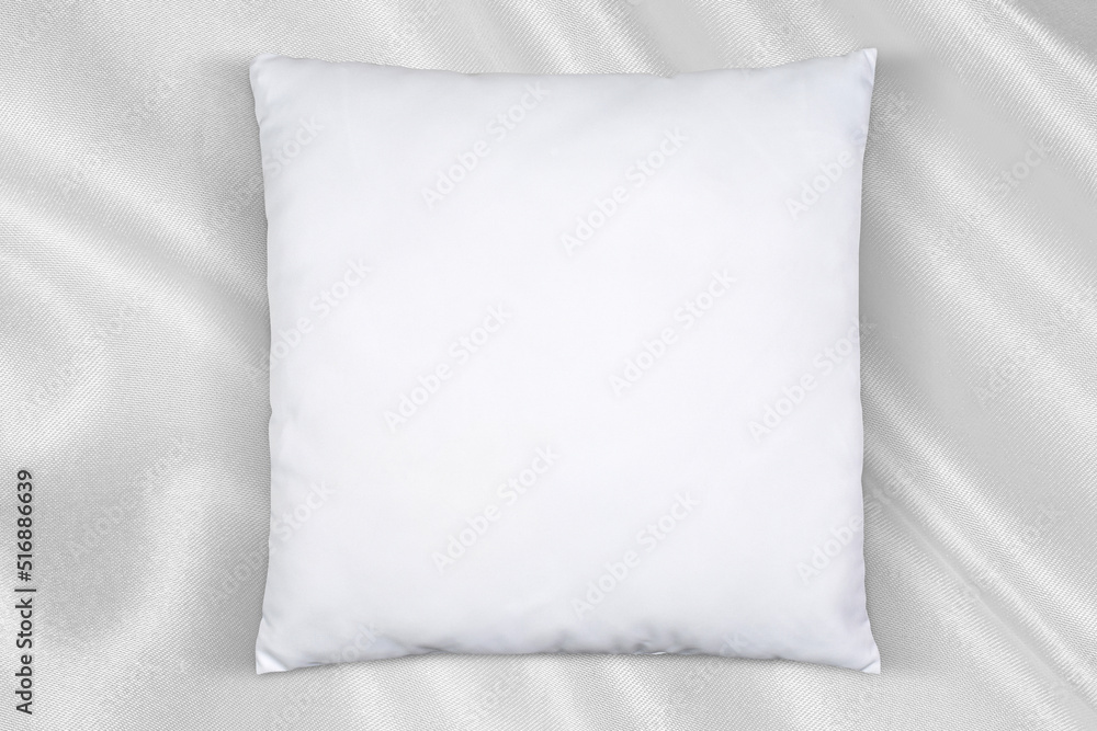 Square White Throw Pillow Mockup on Silk Background Square White Throw Pillow Mockup on Silk Background