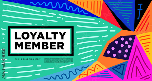 Colorful abstract geometric and fluid banner template for marketing promotion material. Giveaway, cash back, gift card, and member card bonus design template.
