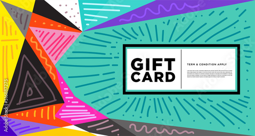 Colorful abstract geometric and fluid banner template for marketing promotion material. Giveaway, cash back, gift card, and member card bonus design template.