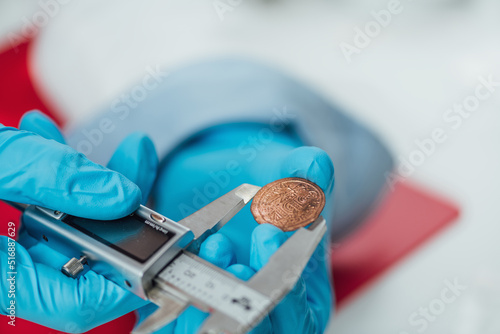 Measuring Ancient Coin Size with Caliper