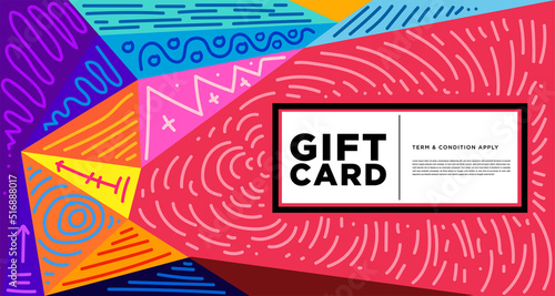 Colorful abstract geometric and fluid banner template for marketing promotion material. Giveaway, cash back, gift card, and member card bonus design template.