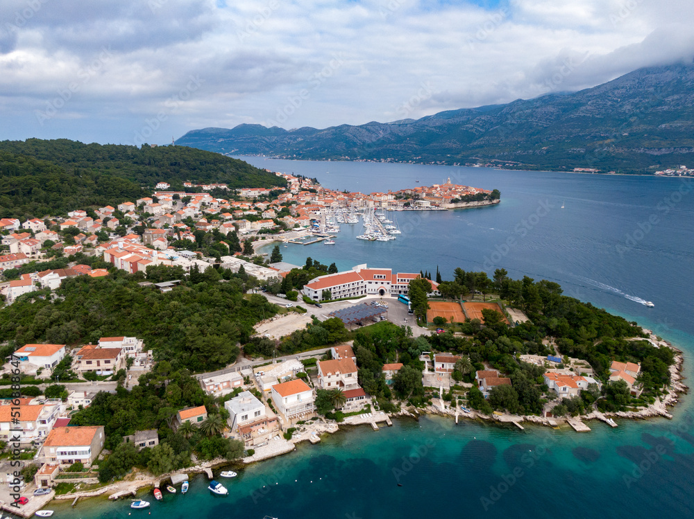 Aerial view of Korcula, Croatia