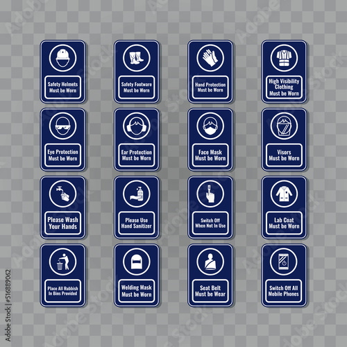 Health and safety sign set graphic design vector illustration