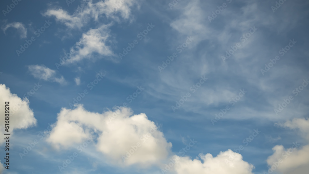 Obraz premium Blue sky white cloud background. sunlight day with sky wallpaper backdrop. mockup nature landscape free space backdrop. card or poster for environment protection.