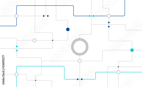 Futuristic circuit board connected dots and lines background template. Database blockchain linked global digital database graphic vector