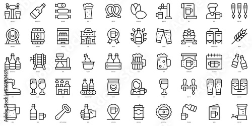 Set of thin line beer Icons. Vector illustration