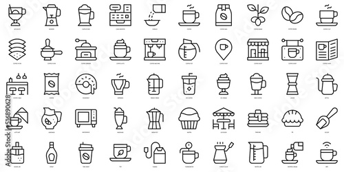 Set of thin line coffee shop Icons. Vector illustration