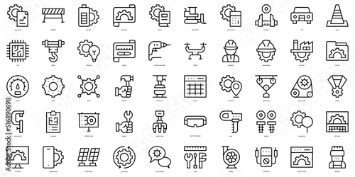 Set of thin line engineering Icons. Vector illustration