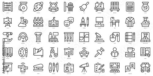 Set of thin line college Icons. Vector illustration