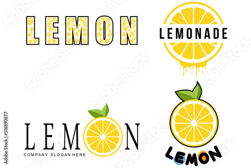 vector wallpaper design lemon fruit plant logo with vitamin c, yellow, in the garden and market