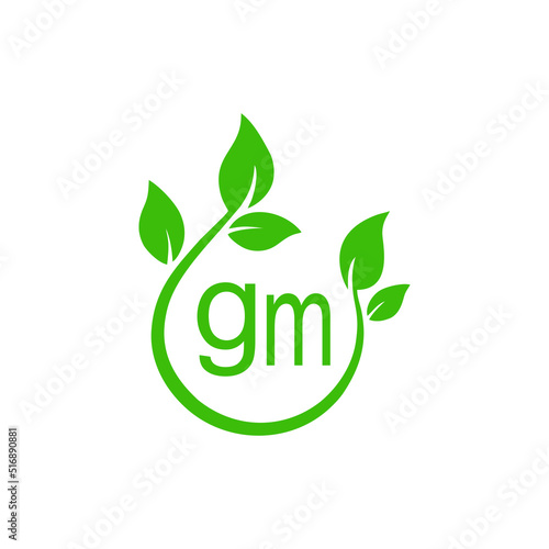 GM Letter Initial Shaped Nature Green Leaf Simple Logo Design