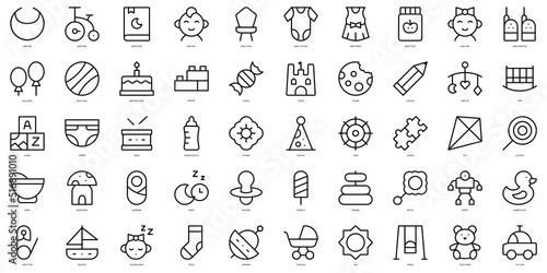 Set of thin line baby Icons. Vector illustration